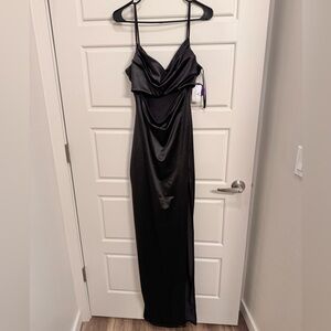 Windsor Cowl Neck High Slit Satin Maxi Dress. Size XL